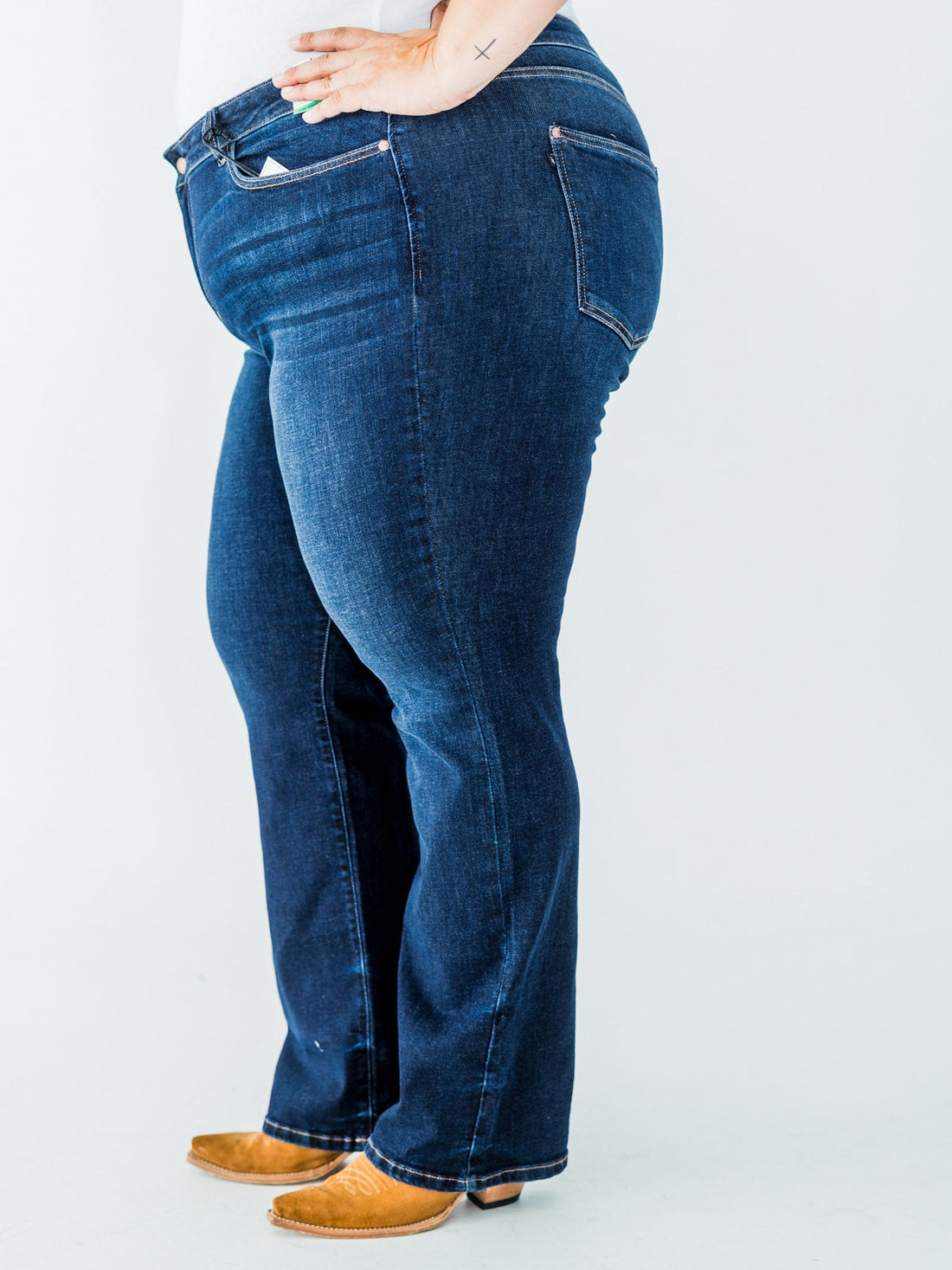 Judy Blue Mid Rise Classic Straight Leg Dark Wash Jeans (Short/Regular/Long) - Whiskey Skies - JUDY BLUE