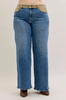 Judy Blue Mid Rise Column Straight Jeans With Corduroy Waist - Whiskey Skies - JUDY BLUE
