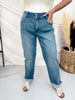 Judy Blue Mid Rise Cool Denim Boyfriend Jeans - Whiskey Skies - JUDY BLUE