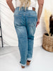 Judy Blue Mid Rise Cool Denim Boyfriend Jeans - Whiskey Skies - JUDY BLUE