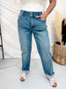 Judy Blue Mid Rise Cool Denim Boyfriend Jeans - Whiskey Skies - JUDY BLUE