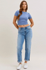 Judy Blue Mid Rise Cuffed Boyfriend Jeans - Whiskey Skies - JUDY BLUE