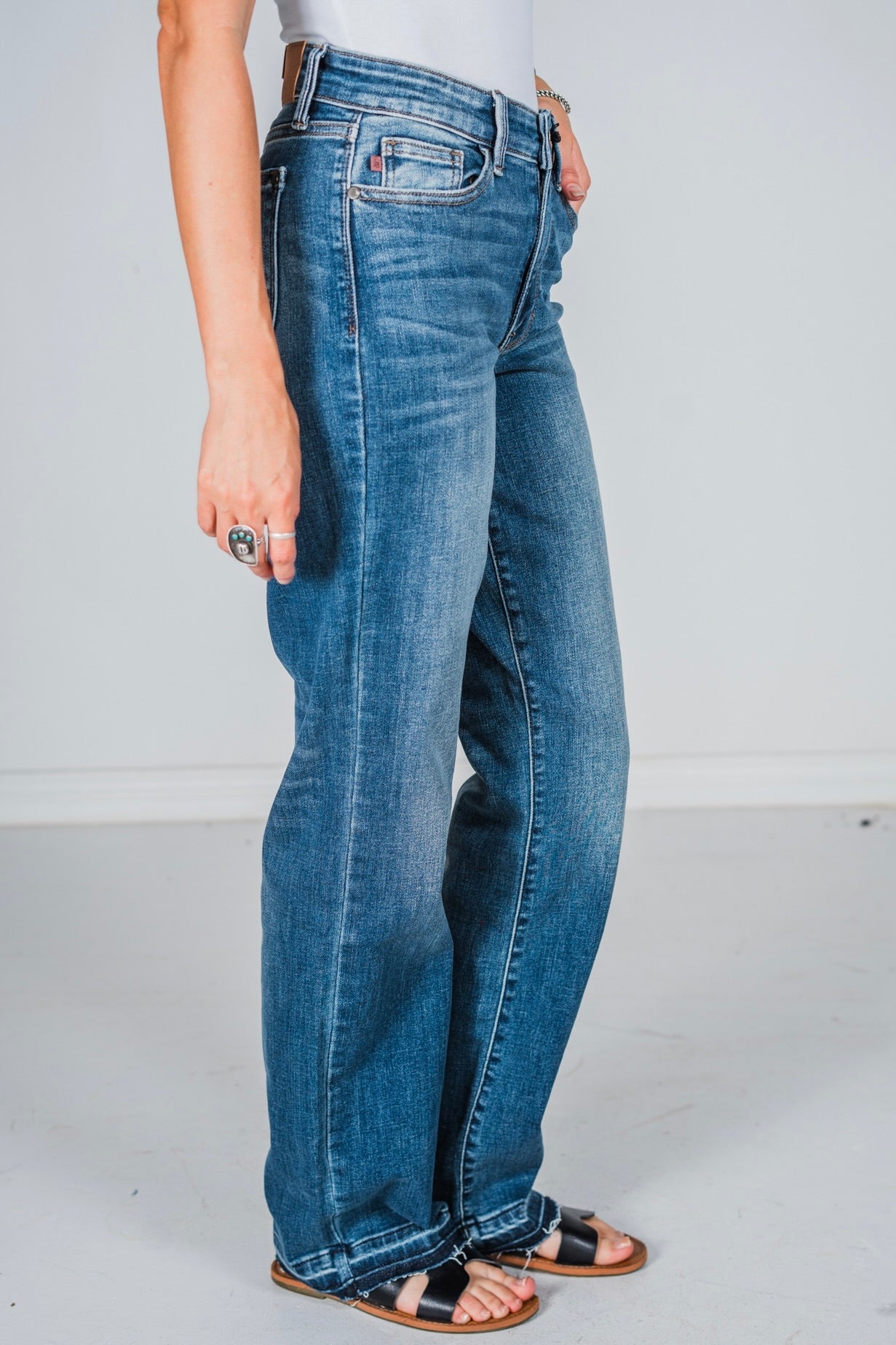 Judy Blue Mid - Rise Dad Jeans - Whiskey Skies - JUDY BLUE