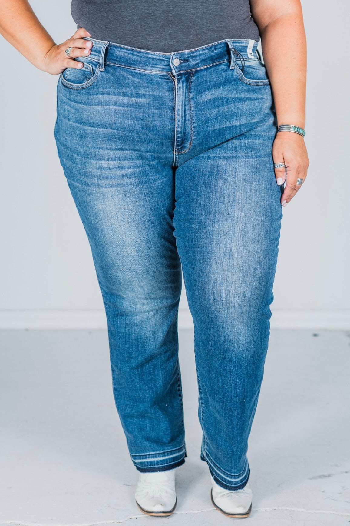 Judy Blue Mid - Rise Dad Jeans - Whiskey Skies - JUDY BLUE