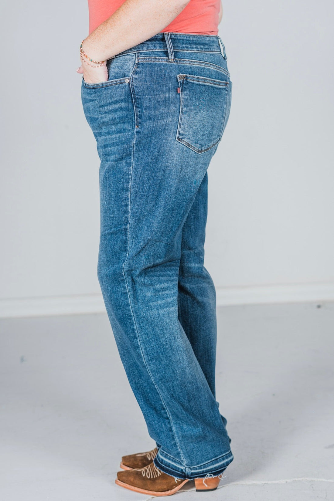 Judy Blue Mid - Rise Dad Jeans - Whiskey Skies - JUDY BLUE