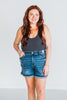 Judy Blue Mid - Rise Dad Shorts with Cell Phone Pocket - Whiskey Skies - JUDY BLUE