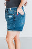 Judy Blue Mid - Rise Dad Shorts with Cell Phone Pocket - Whiskey Skies - JUDY BLUE