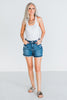 Judy Blue Mid - Rise Dad Shorts with Cell Phone Pocket - Whiskey Skies - JUDY BLUE