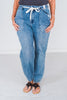 Judy Blue Mid - Rise Denim Joggers - Whiskey Skies - JUDY BLUE