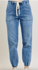 Judy Blue Mid - Rise Denim Joggers - Whiskey Skies - JUDY BLUE