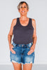 Judy Blue Mid - Rise Destroy Effect Double Button Dad Shorts - Whiskey Skies - JUDY BLUE