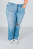 Judy Blue Mid - Rise Destroy & Released Hem Bootcut Jeans - Whiskey Skies - JUDY BLUE