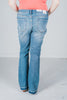 Judy Blue Mid - Rise Destroy & Released Hem Bootcut Jeans - Whiskey Skies - JUDY BLUE