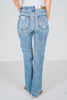 Judy Blue Mid - Rise Destroy Straight Jeans - Whiskey Skies - JUDY BLUE