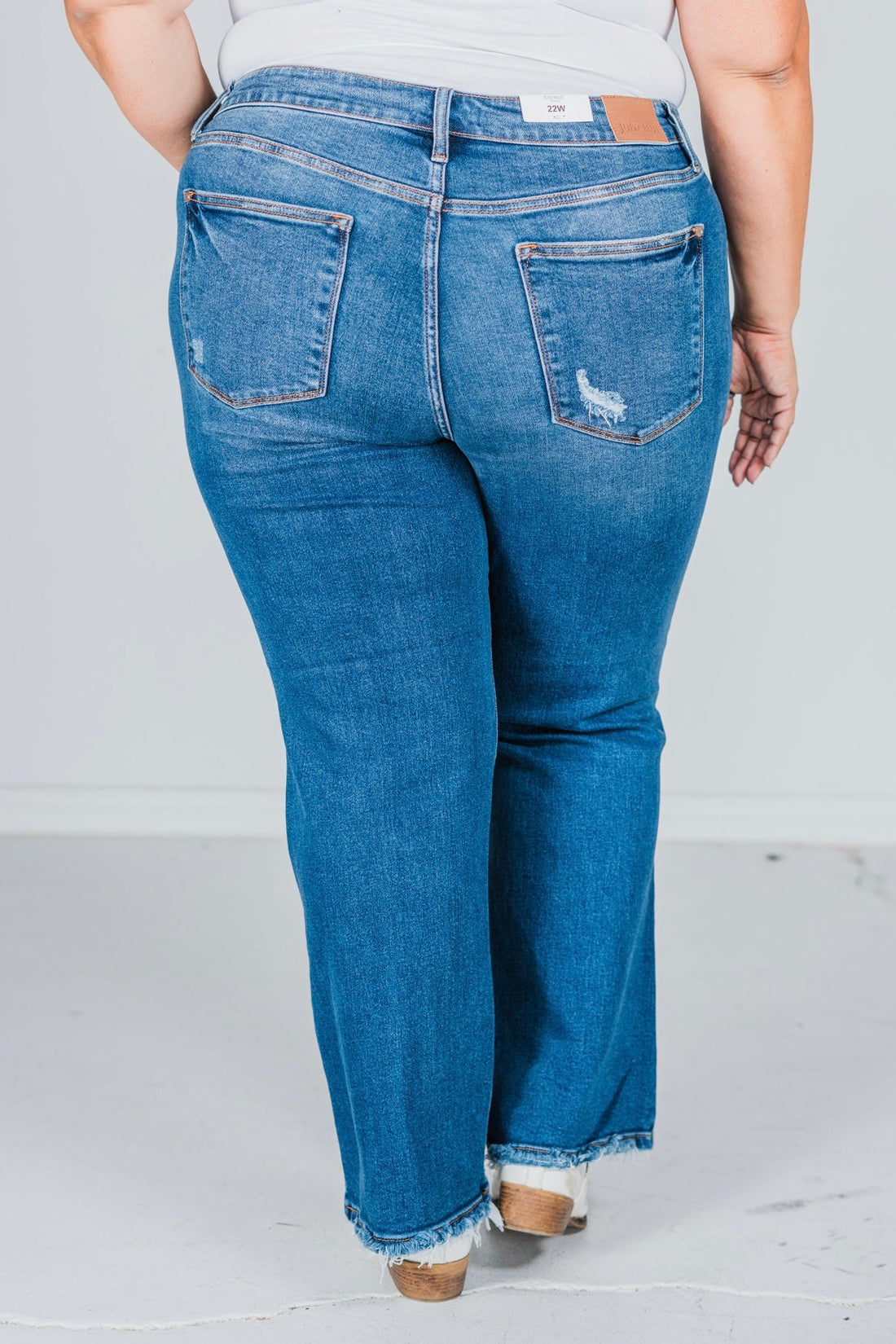 Judy Blue Mid Rise Distressed Dad Jeans - Whiskey Skies - JUDY BLUE