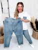 Judy Blue Mid - Rise Double Cuffed Boyfriend Jeans - Whiskey Skies - JUDY BLUE