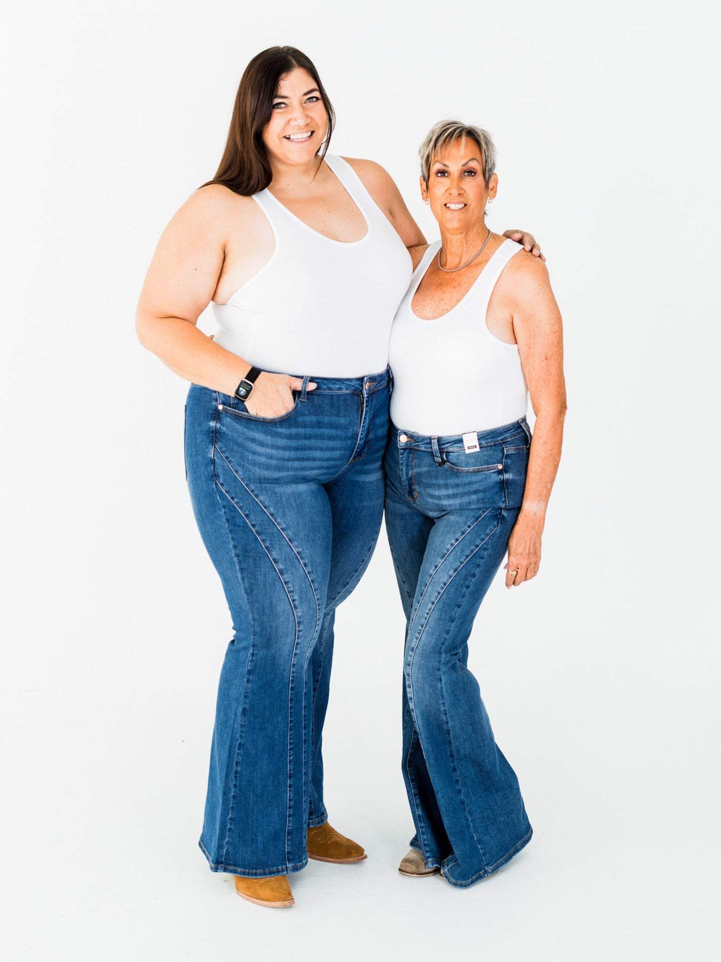 Judy Blue Mid - Rise Flare Double Angular Seam Jeans - Whiskey Skies - JUDY BLUE