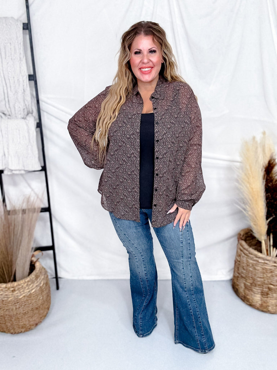 Judy Blue Mid - Rise Flare Double Angular Seam Jeans - Whiskey Skies - JUDY BLUE