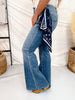 Judy Blue Mid Rise Flare Jeans W/ Bandana Loop - Whiskey Skies - JUDY BLUE