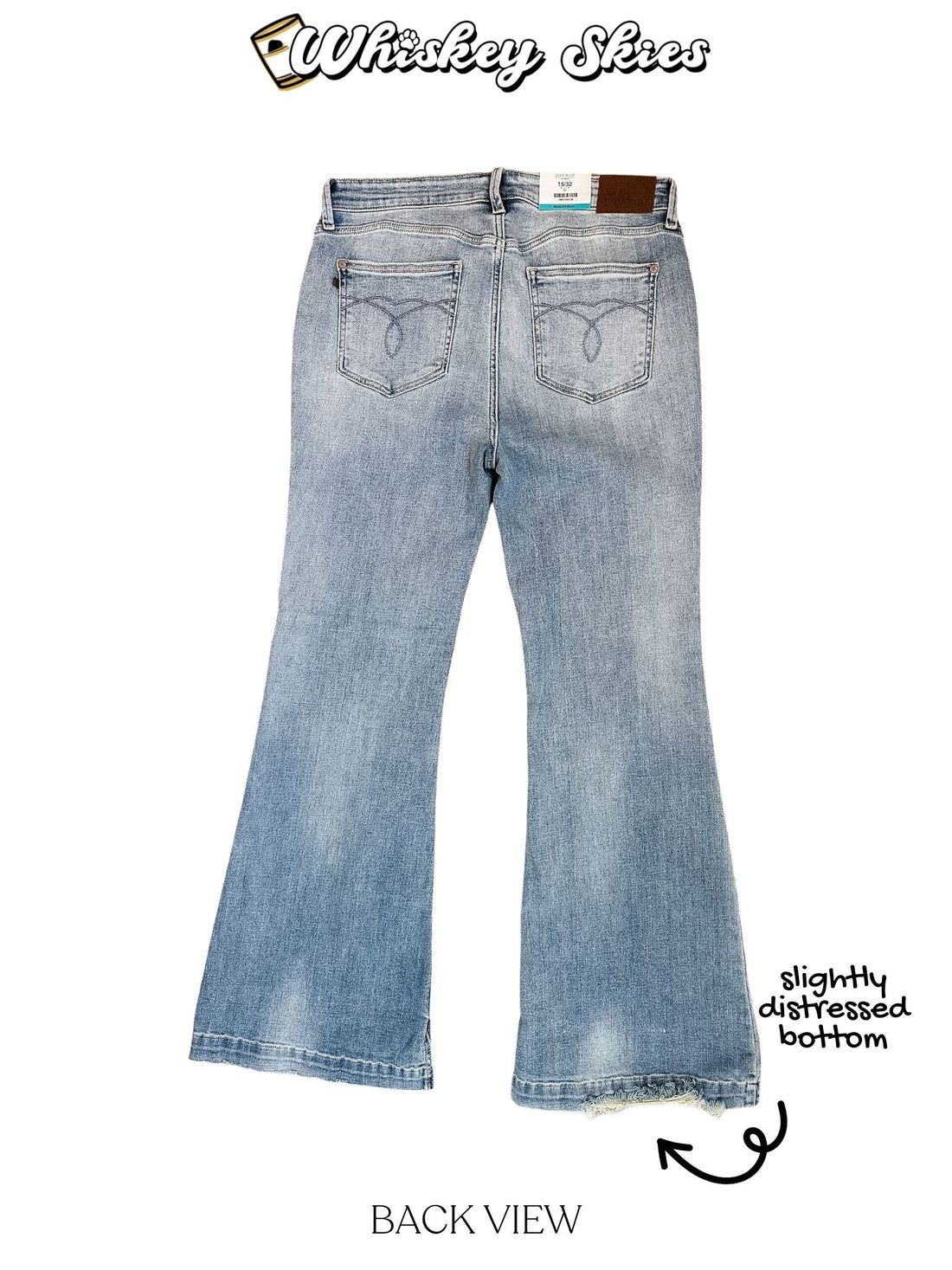 Judy Blue Mid Rise Flare Jeans With Slit Hems (Three Inseams) - Whiskey Skies - JUDY BLUE