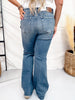 Judy Blue Mid Rise Flares With Front Flap Pockets - Whiskey Skies - JUDY BLUE