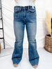 Judy Blue Mid Rise Flares With Front Flap Pockets - Whiskey Skies - JUDY BLUE