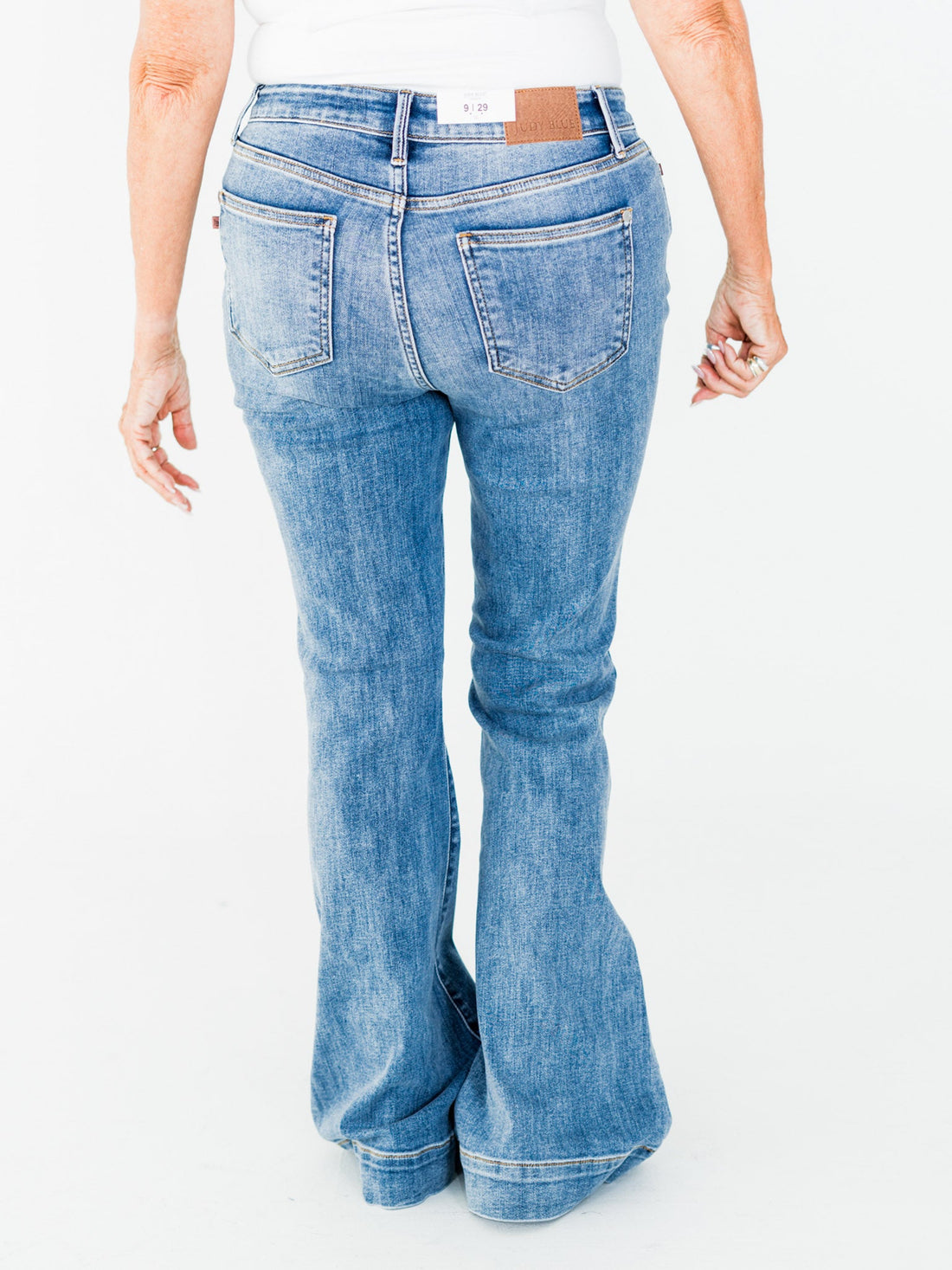 Judy Blue Mid Rise Flares With Wide Hems - Whiskey Skies - JUDY BLUE