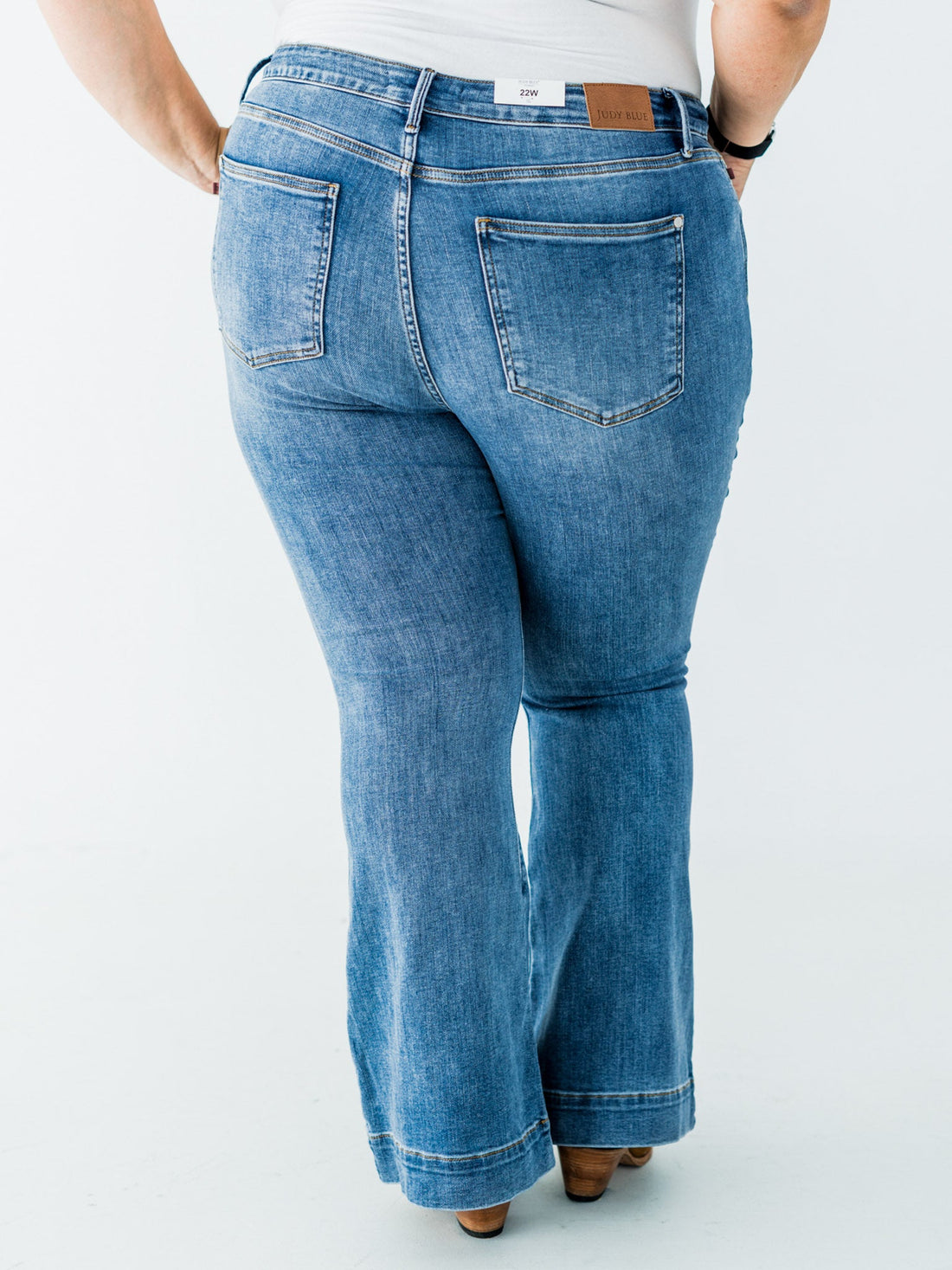 Judy Blue Mid Rise Flares With Wide Hems - Whiskey Skies - JUDY BLUE