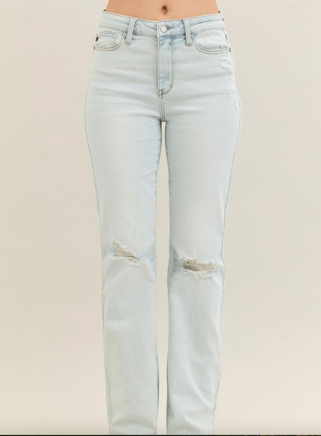 Judy Blue Mid - Rise & Fray Hem Bootcut Jeans - Whiskey Skies - JUDY BLUE