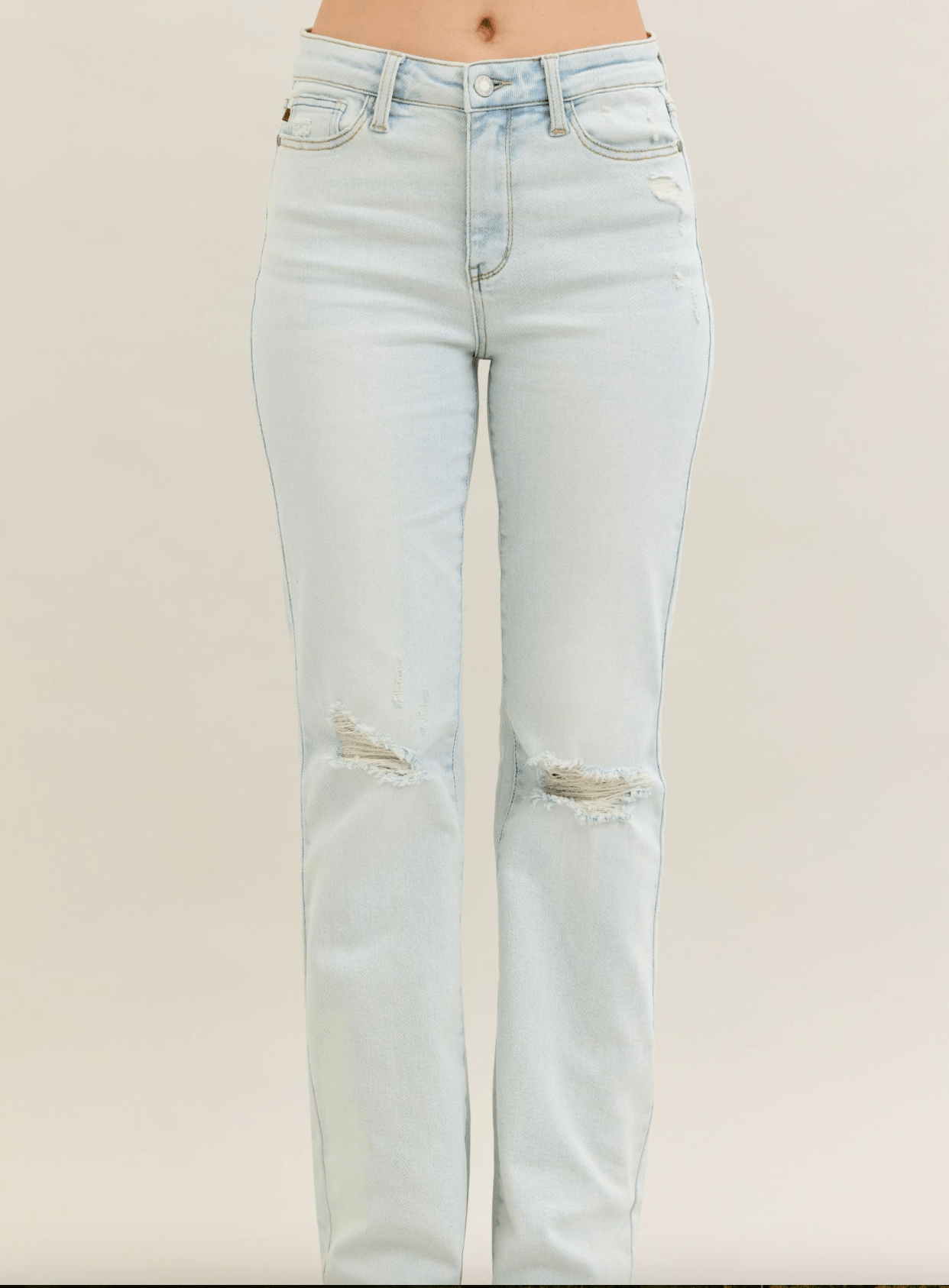Judy Blue Mid - Rise & Fray Hem Bootcut Jeans - Whiskey Skies - JUDY BLUE