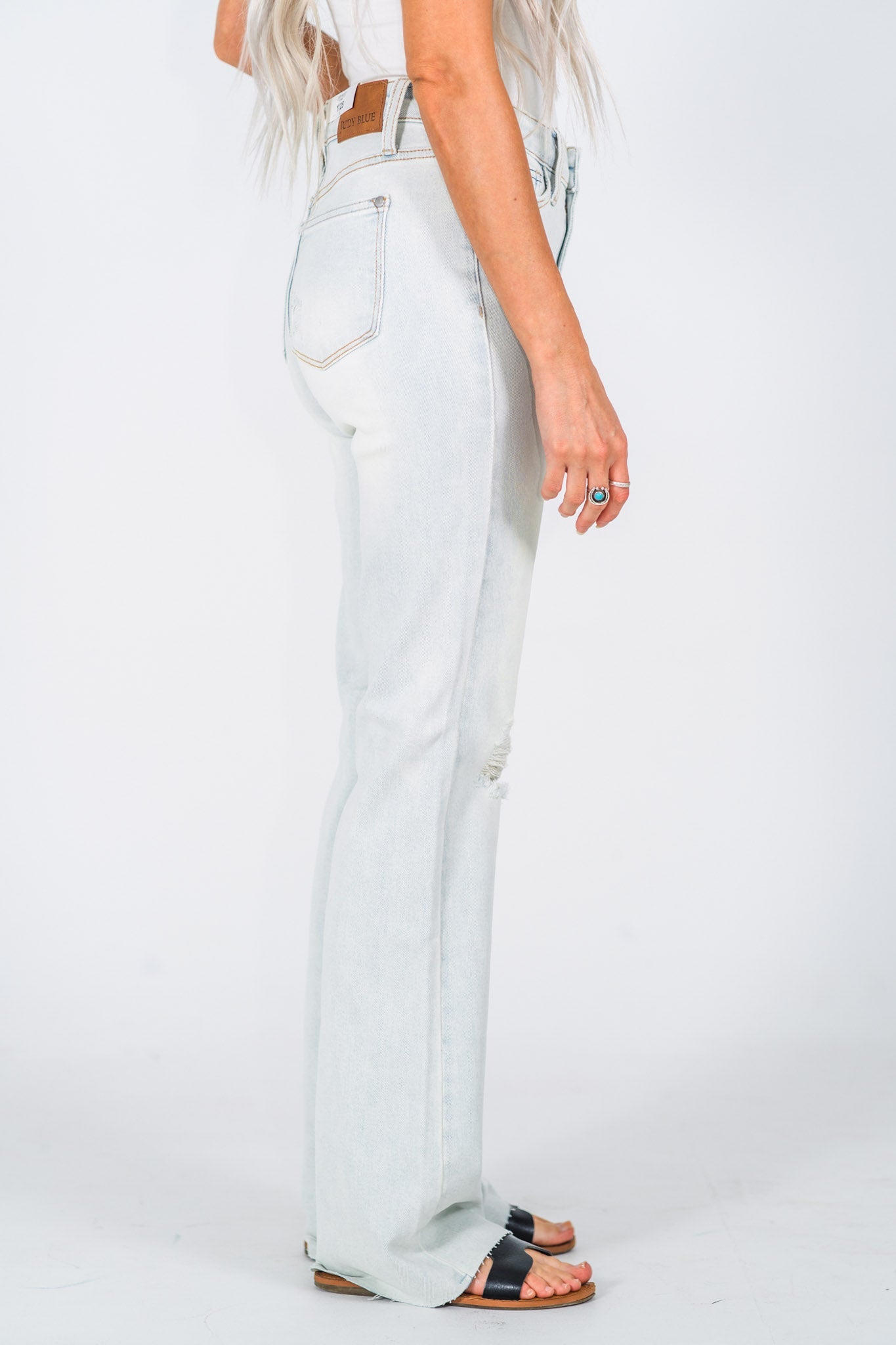 Judy Blue Mid - Rise & Fray Hem Bootcut Jeans - Whiskey Skies - JUDY BLUE
