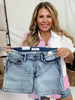 Judy Blue Mid Rise Heavy Contrast Flap Pocket Shorts - Whiskey Skies - JUDY BLUE