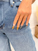 Judy Blue Mid Rise Indigo Knit Boyfriend Jeans - Whiskey Skies - JUDY BLUE