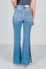 Judy Blue Mid Rise Peek - A - Boot Hem Slit Flare Jeans FINAL SALE - Whiskey Skies - JUDY BLUE