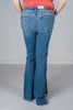 Judy Blue Mid Rise Peek - A - Boot Hem Slit Flare Jeans FINAL SALE - Whiskey Skies - JUDY BLUE