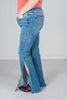 Judy Blue Mid Rise Peek - A - Boot Hem Slit Flare Jeans FINAL SALE - Whiskey Skies - JUDY BLUE