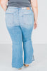 Judy Blue Mid Rise Peek - A - Boot Hem Slit Flare Jeans FINAL SALE - Whiskey Skies - JUDY BLUE