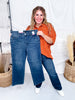 Judy Blue Mid - Rise Petite Straight Leg Tummy Control Jeans - Whiskey Skies - JUDY BLUE