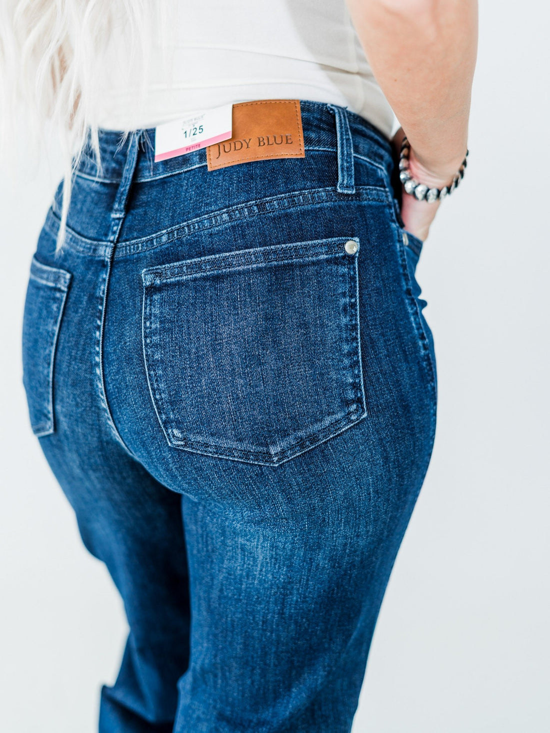 Judy Blue Mid - Rise Petite Straight Leg Tummy Control Jeans - Whiskey Skies - JUDY BLUE