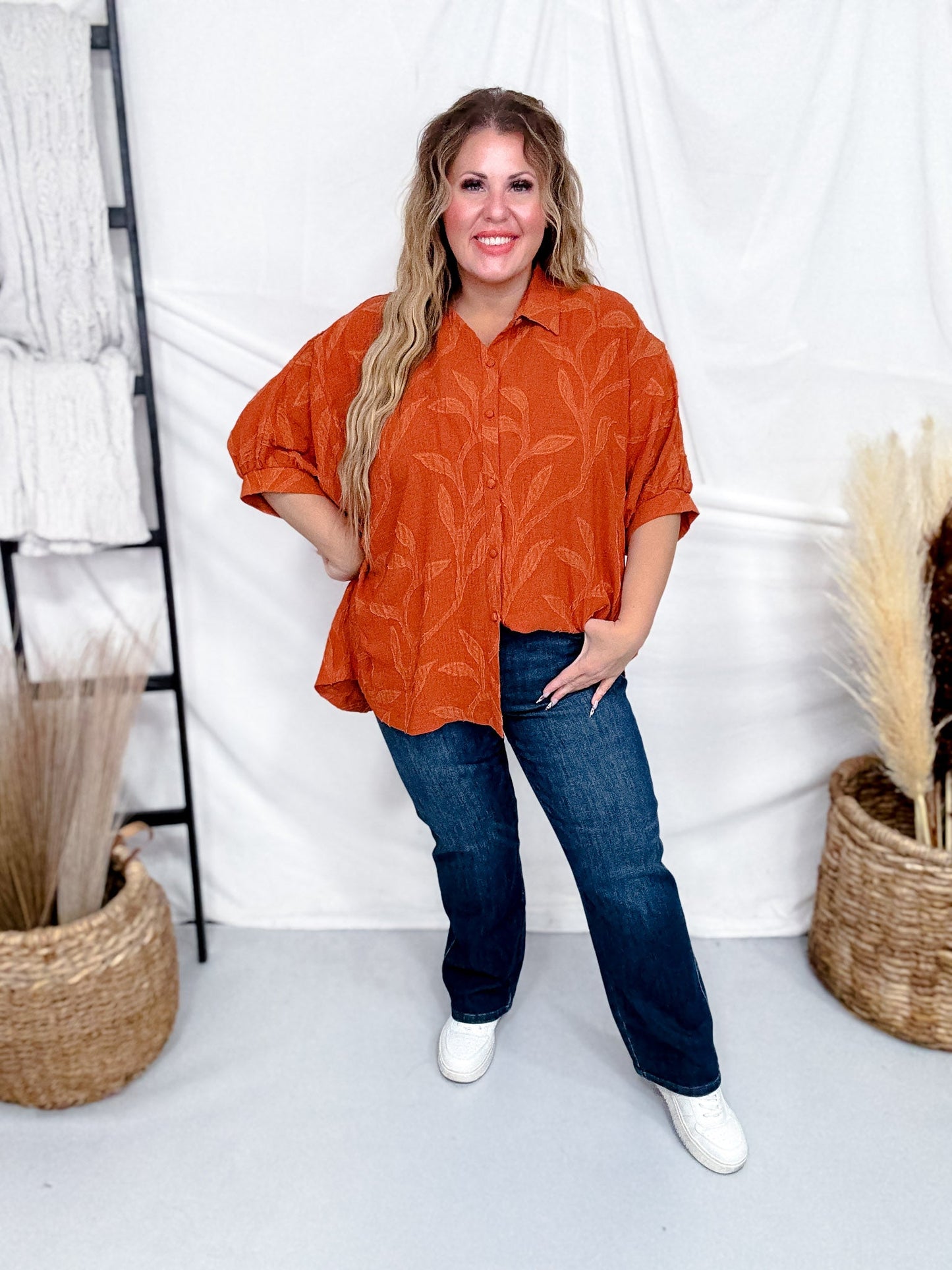 Judy Blue Mid - Rise Petite Straight Leg Tummy Control Jeans - Whiskey Skies - JUDY BLUE