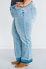 Judy Blue Mid - Rise Release Hem Wide Leg Jeans - Whiskey Skies - JUDY BLUE
