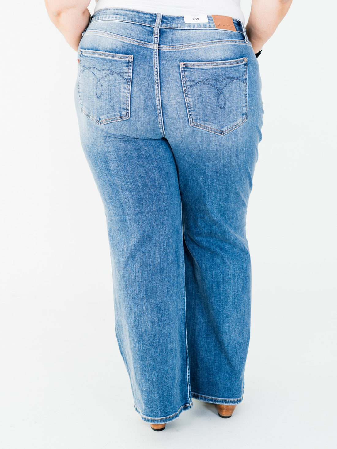 Judy Blue Mid - Rise Retro Wide Leg Jeans - Whiskey Skies - JUDY BLUE