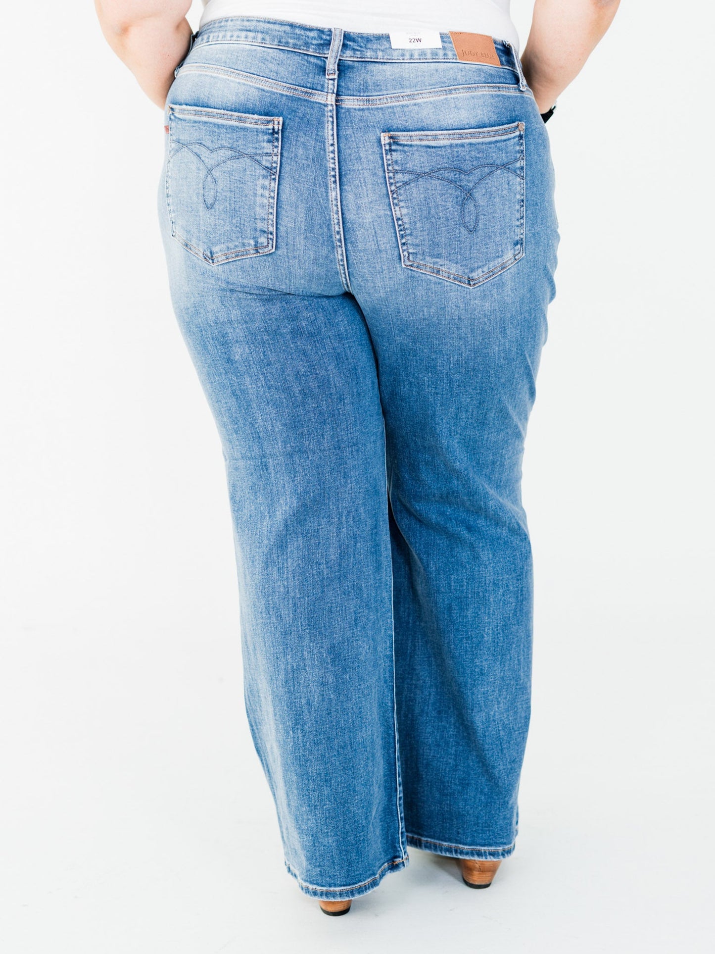 Judy Blue Mid - Rise Retro Wide Leg Jeans - Whiskey Skies - JUDY BLUE