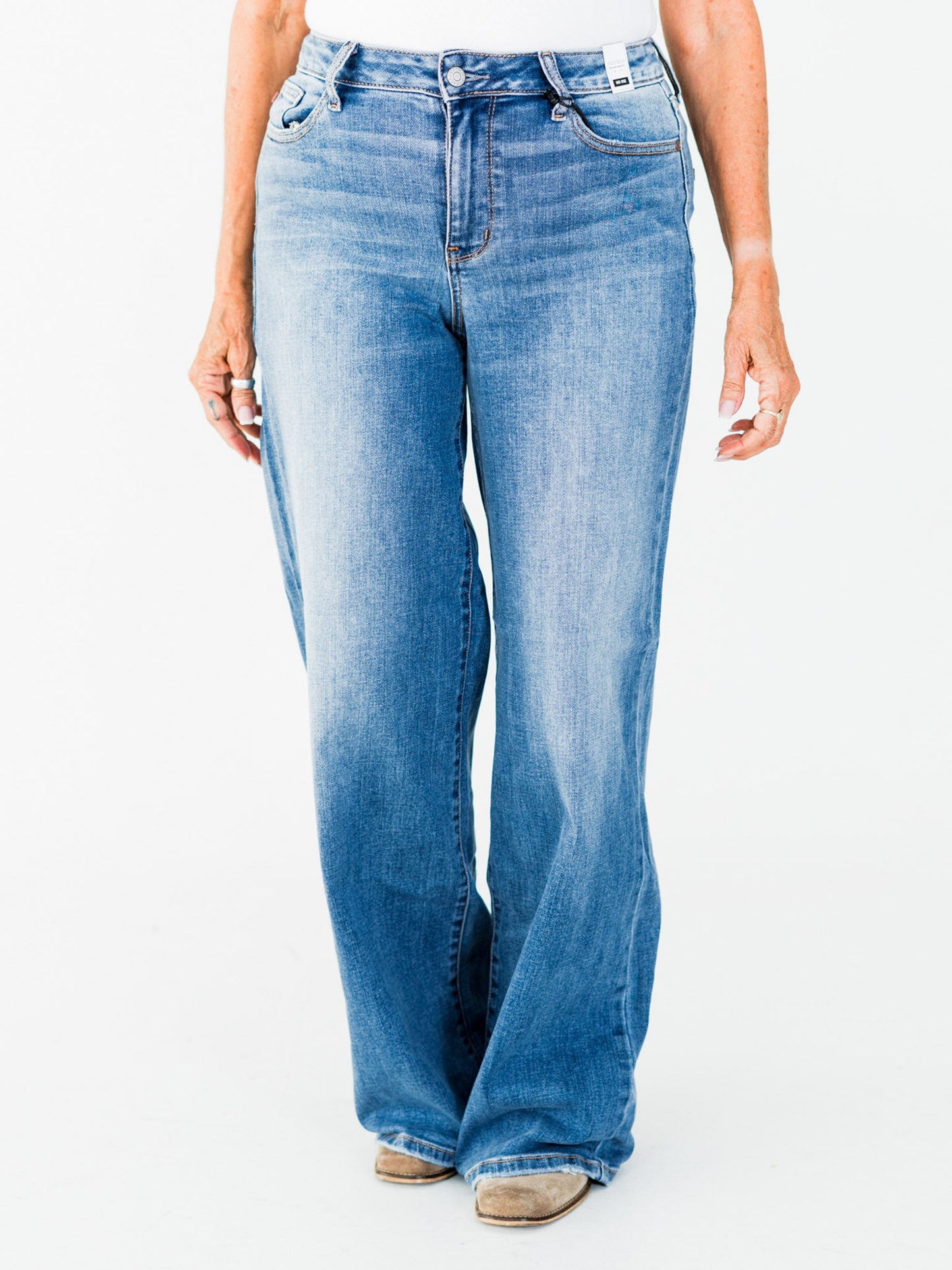 Judy Blue Mid - Rise Retro Wide Leg Jeans - Whiskey Skies - JUDY BLUE