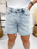 Judy Blue Mid Rise Rigid Magic Dad Shorts W/ Cell Phone Pocket - Whiskey Skies - JUDY BLUE