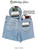 Judy Blue Mid Rise Rigid Magic Dad Shorts W/ Cell Phone Pocket - Whiskey Skies - JUDY BLUE