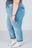 Judy Blue Mid - Rise Rigid Magic Release Boyfriend Jeans - Whiskey Skies - JUDY BLUE