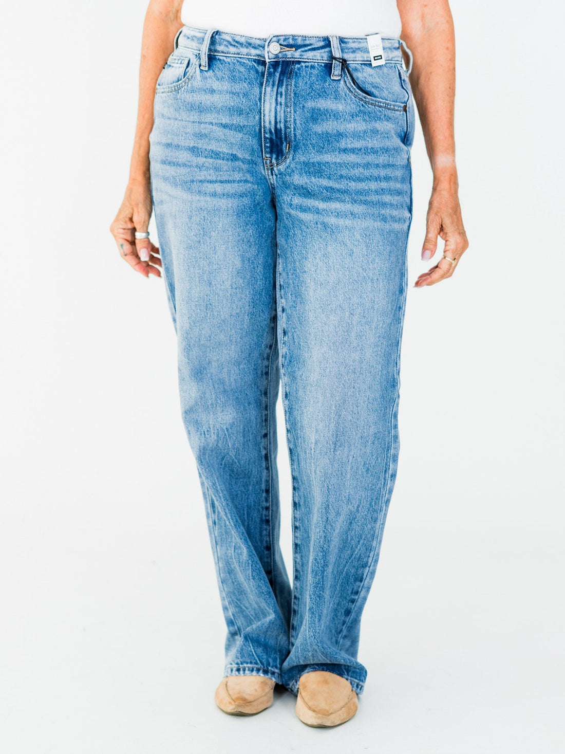 Judy Blue Mid Rise Rigid Magic Straight Leg Jeans - Whiskey Skies - JUDY BLUE