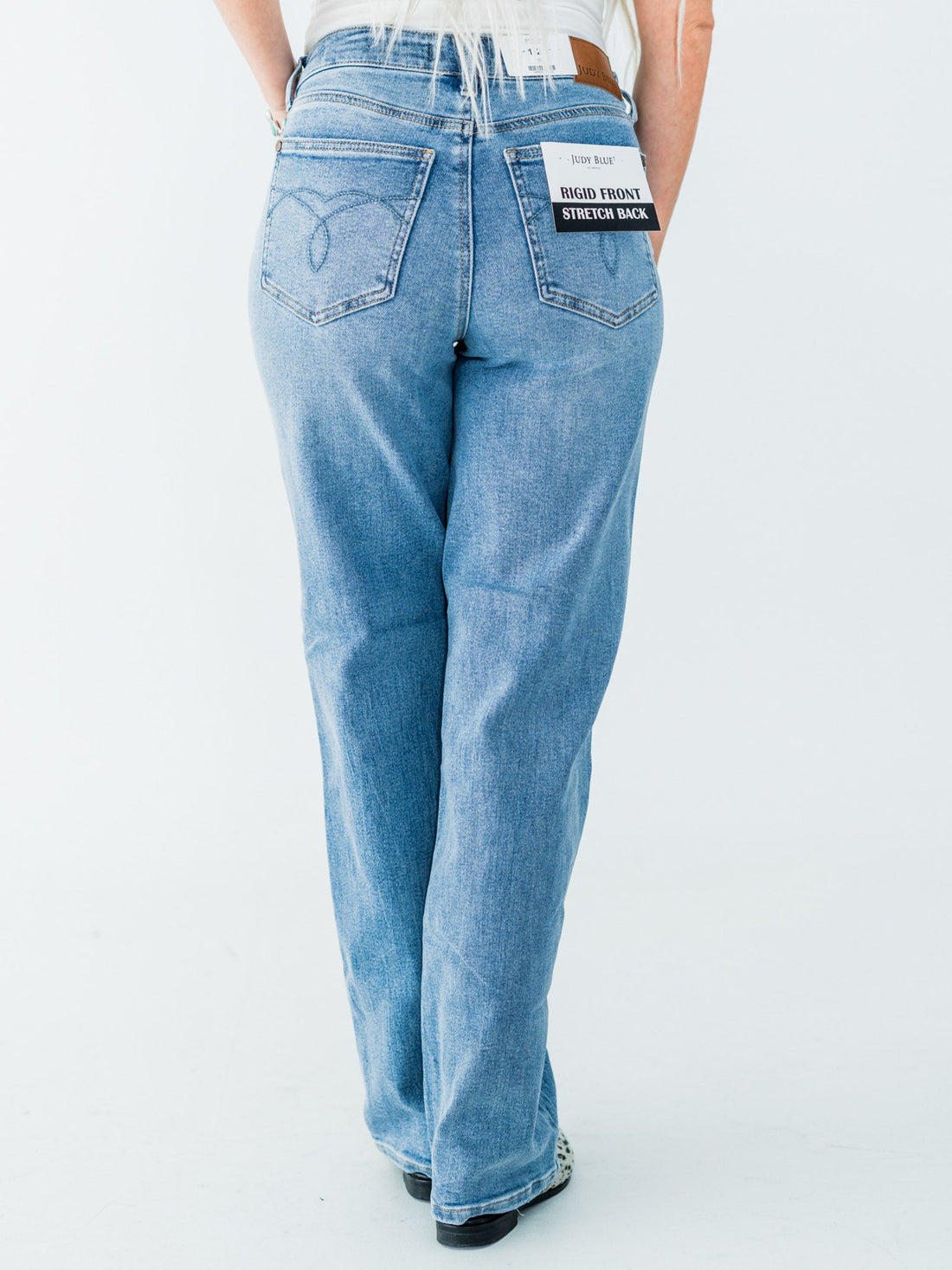 Judy Blue Mid Rise Rigid Magic Straight Leg Jeans - Whiskey Skies - JUDY BLUE