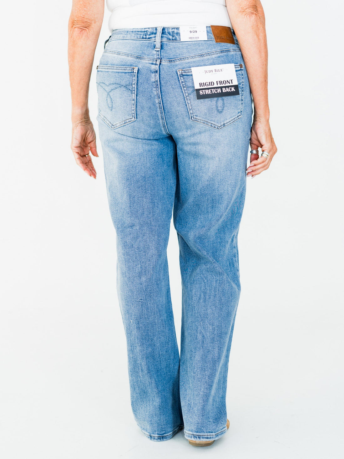 Judy Blue Mid Rise Rigid Magic Straight Leg Jeans - Whiskey Skies - JUDY BLUE